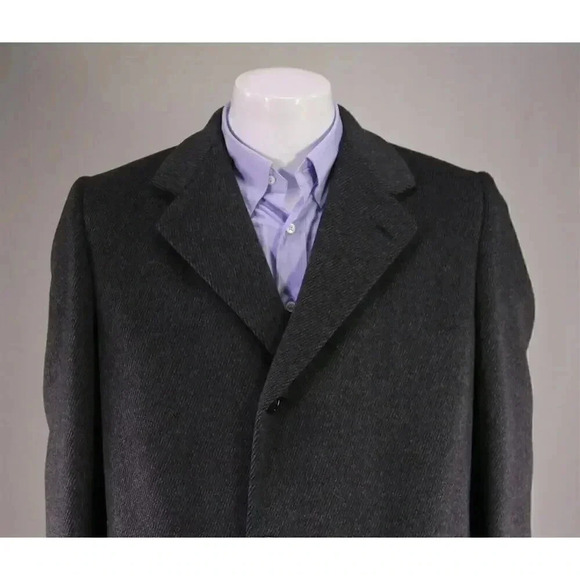 Malcolm Kenneth x B. Altman Kittens Ear Velour Wool Gray/Black Wool Overcoat 41L - Picture 3 of 10